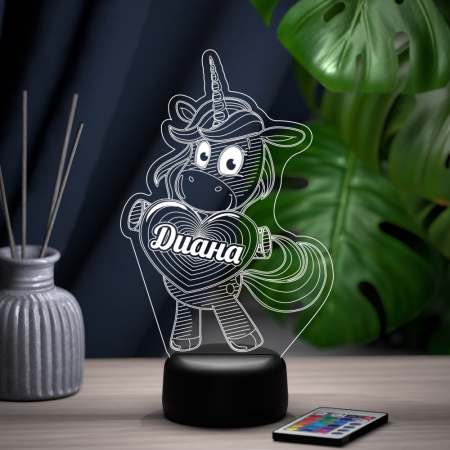 3D светильник  Светильник "Единорог с именем Диана"