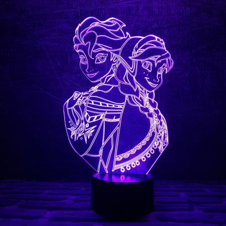 3D светильник  Эльза и Анна - Холодное сердце