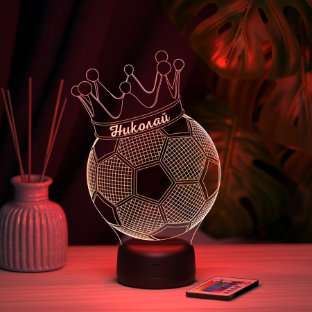 3D светильник  Светильник "Мяч с короной с именем Николай"