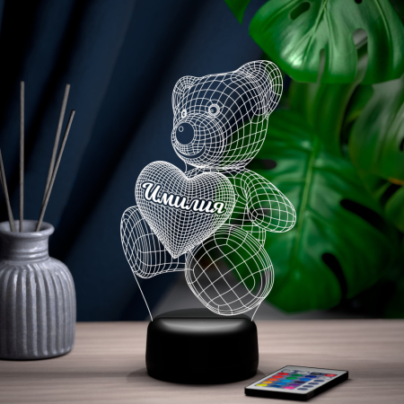 3D светильник  Светильник "Мишка с именем Имилия"