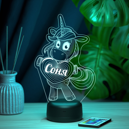 3D светильник  Светильник "Единорог с именем Соня"