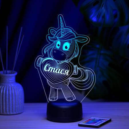 3D светильник  Светильник "Единорог с именем Стася"